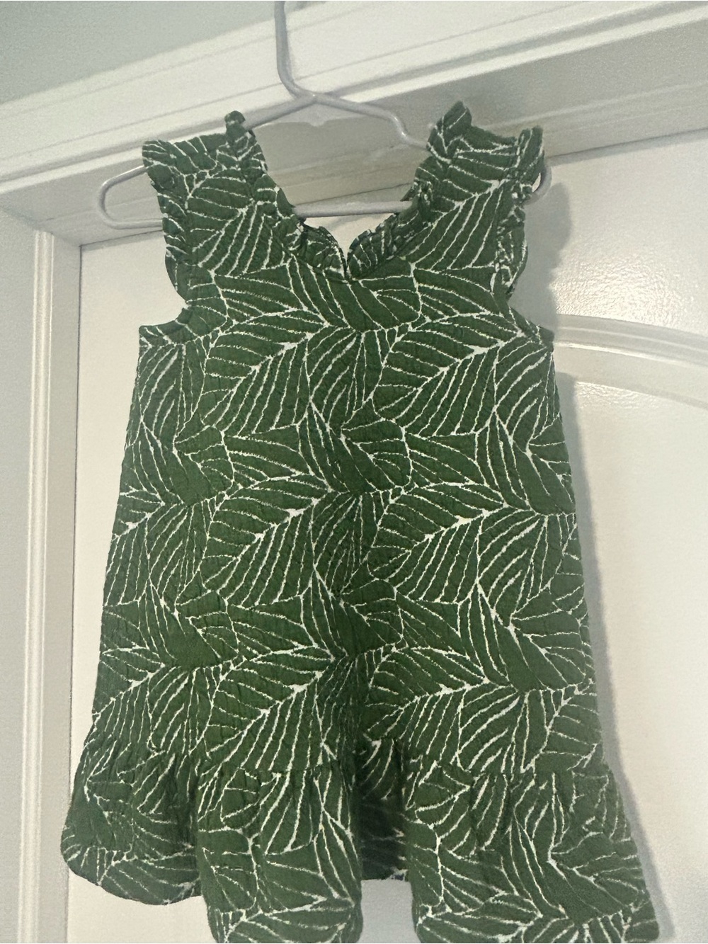 Janie and Jack Girls Green Leaf-Print Ruffle Dress